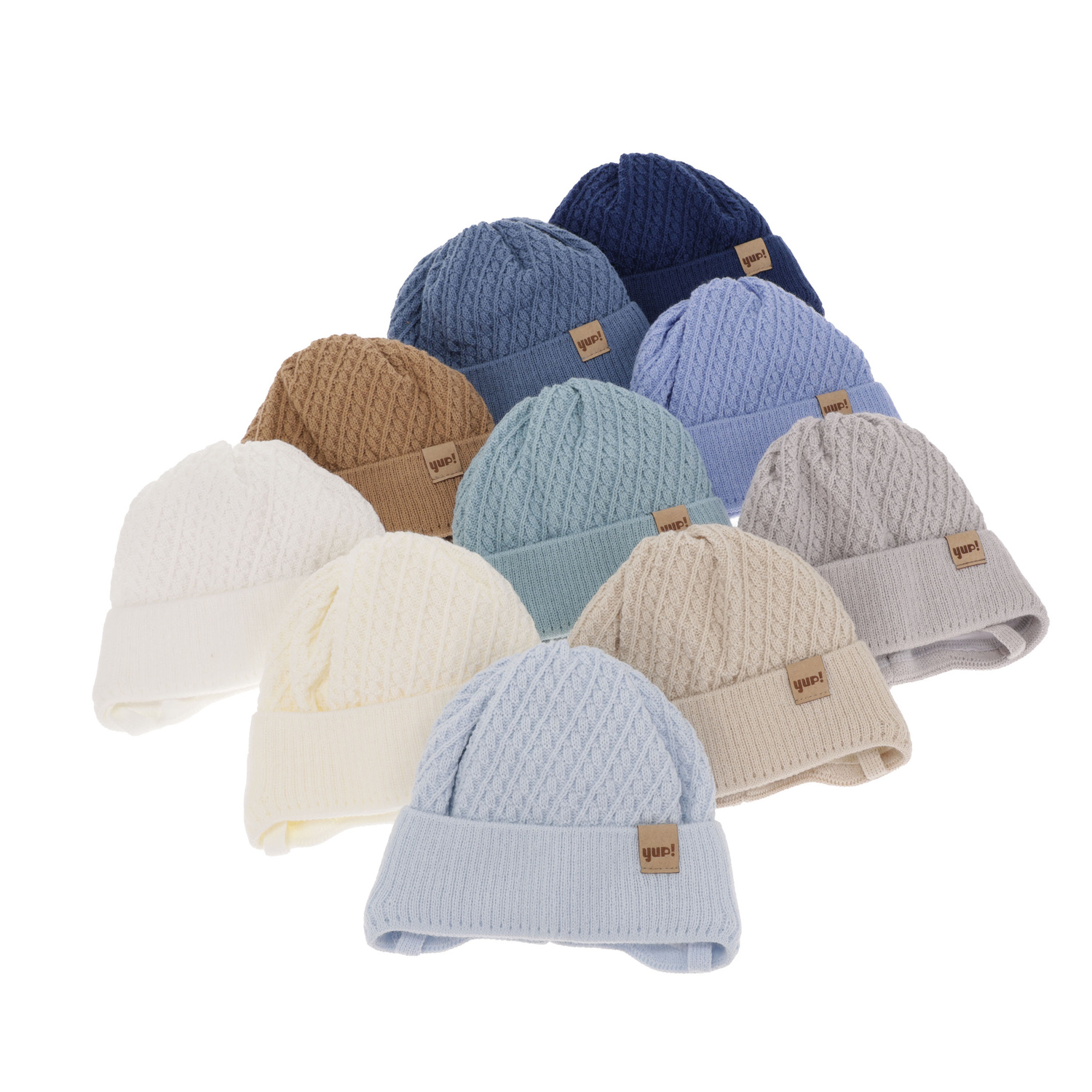 Czapka jesienna, wiosenna dla chłopca, niebieska, wiązana David