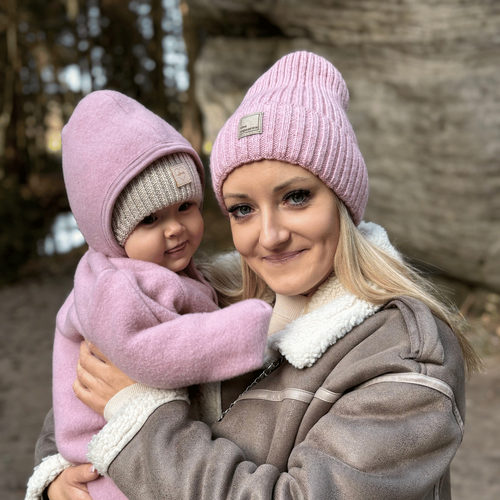 Czapka zimowa damska, fioletowa, z wełną merino Benedetta