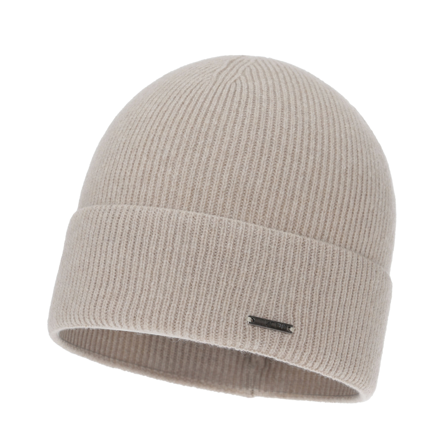 Czapka jesienna, zimowa damska, jasnobeżowa, wełna merino z kaszmirem, Sindra