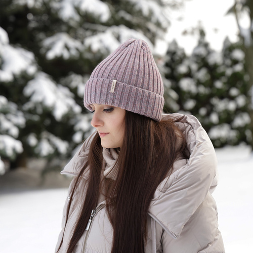 Czapka zimowa damska, czarna, z wełną merino, Missi