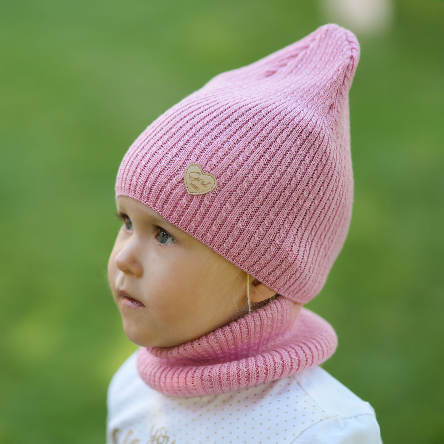 Czapka i komin dla dziewczynki jesienny, wiosenny komplet, z bawełną, czarny Wega