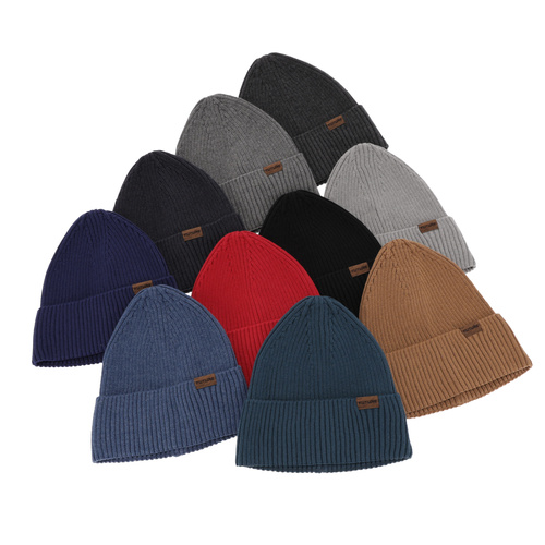 Czapka męska zimowa, jeansowa, Moss, z bawełną,