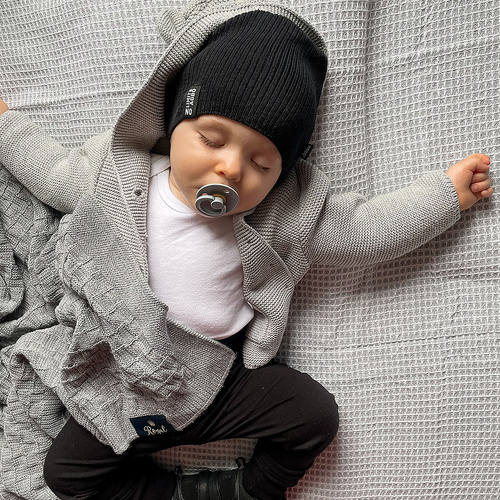 Czapka i komin dla chłopca jesienny, wiosenny komplet, camel, z bawełną, Tunis