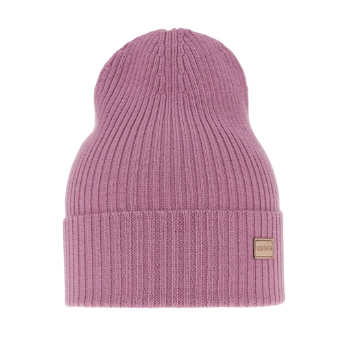 Czapka damska zimowa, wiosenna, fioletowa, 100% wełniana merino Sophie
