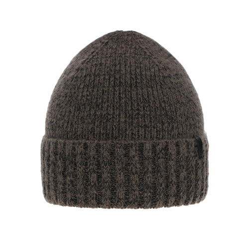 Czapka zimowa męska, brązowa, z wełną merino Nori