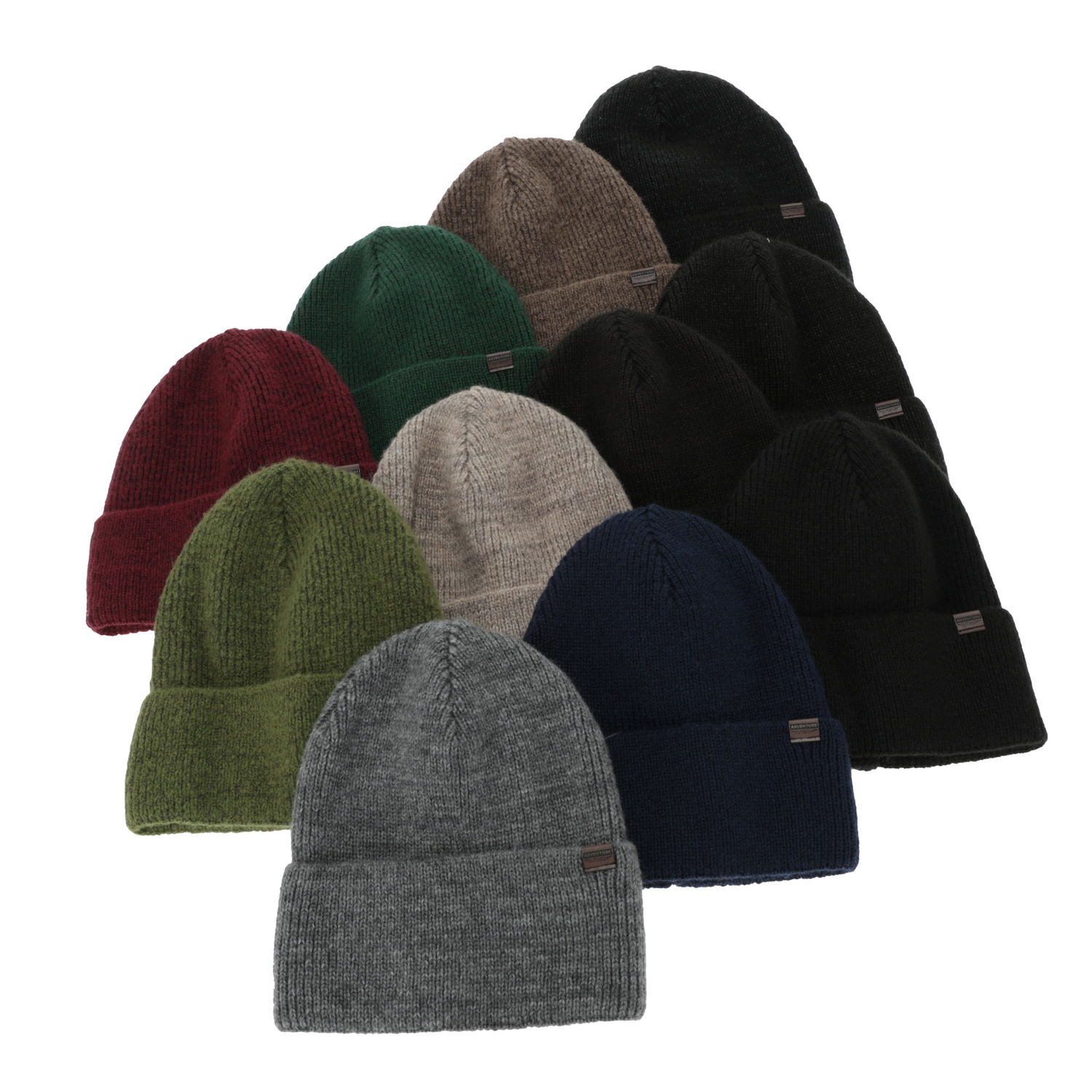 Czapka zimowa męska, beżowa, z wełną merino, Korins