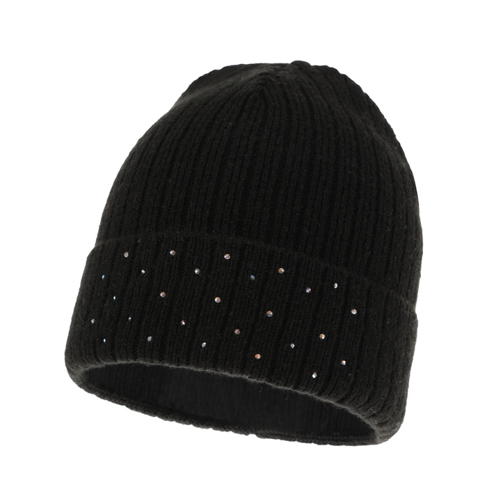 Czapka zimowa damska, czarna, elegancka Gizmena