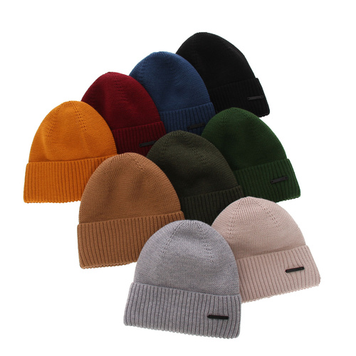 Czapka zimowa męska, khaki, z wełną merino Henk