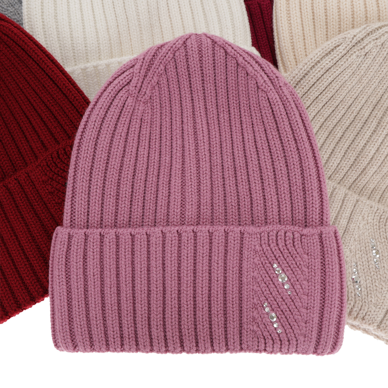 Czapka zimowa damska, jasnoróżowa, 100% wełniana merino Ariga