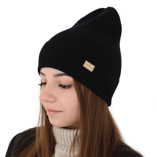 Czapka damska zimowa, biała, 100% wełniana merino, Sophie