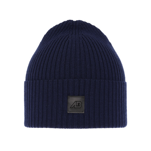 Czapka męska zimowa, granatowa, 100% wełniana merino Matias