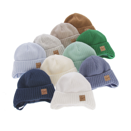 Czapka jesienna, wiosenna dla chłopca, granatowa, wiązana Todi