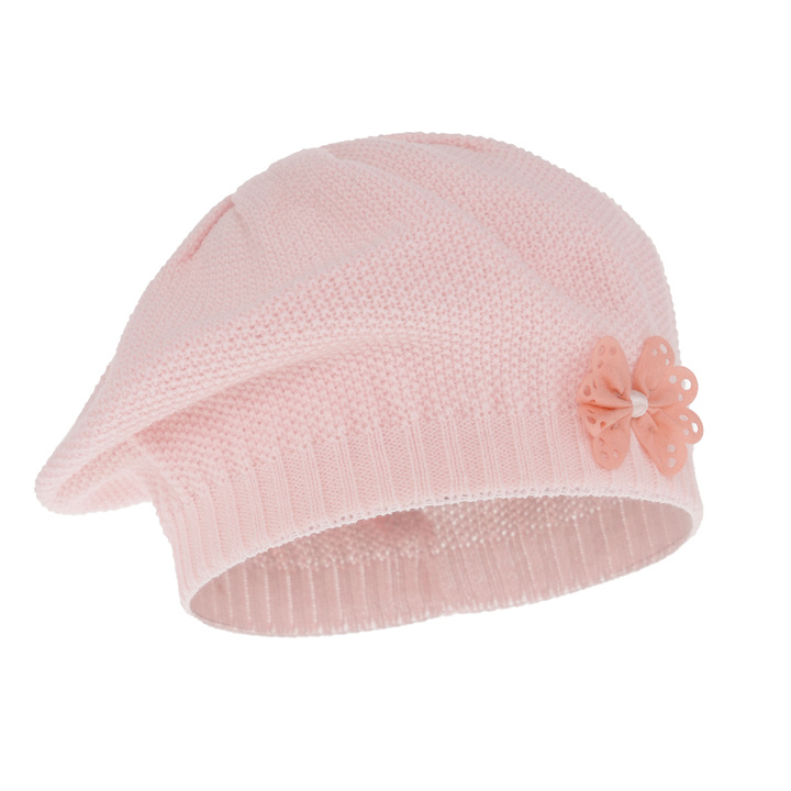 Beret dla dziewczynki jesienny, wiosenny, różowy, Costanza
