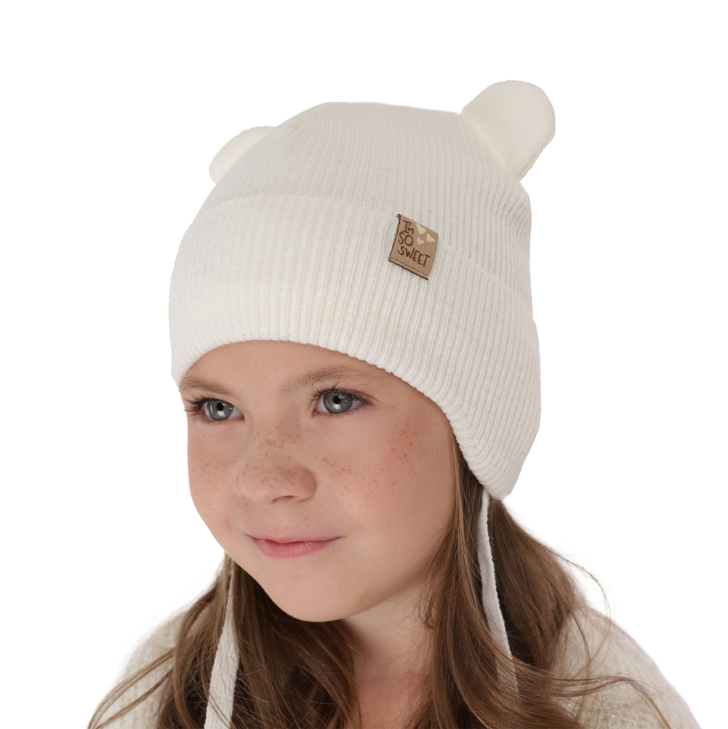 Czapka jesienna, wiosenna dla dziewczynki, różowa, wiązana Noemi