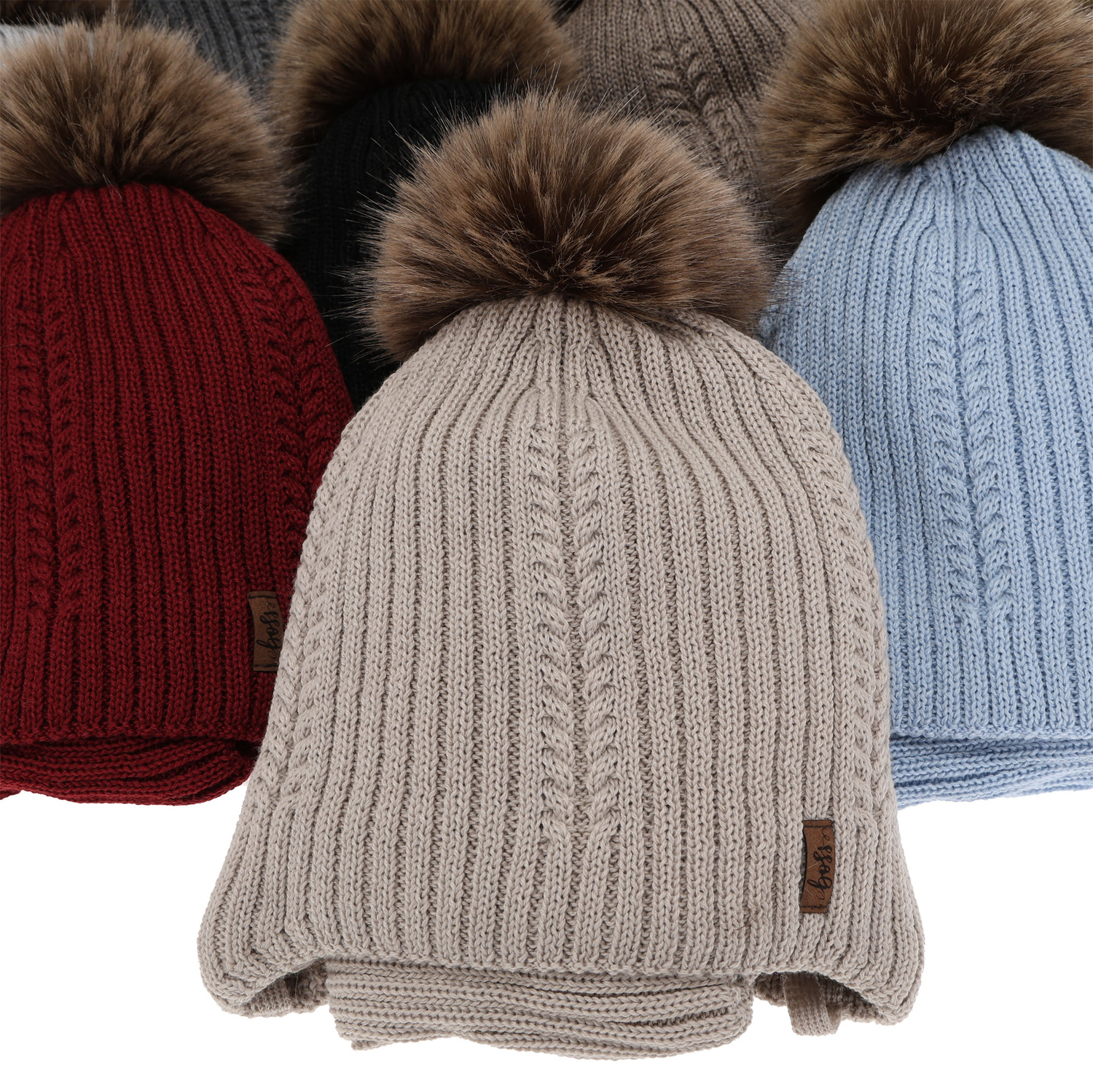 Czapka i komin dla chłopca zimowy komplet, camel, z wełną merino, wiązany Zongo