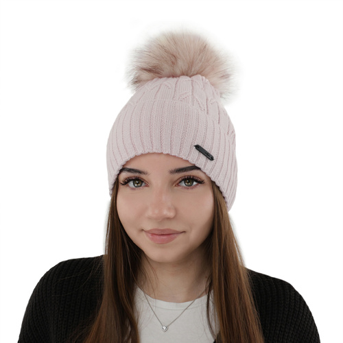 Czapka zimowa damska, fioletowa, z wełną merino Talaria