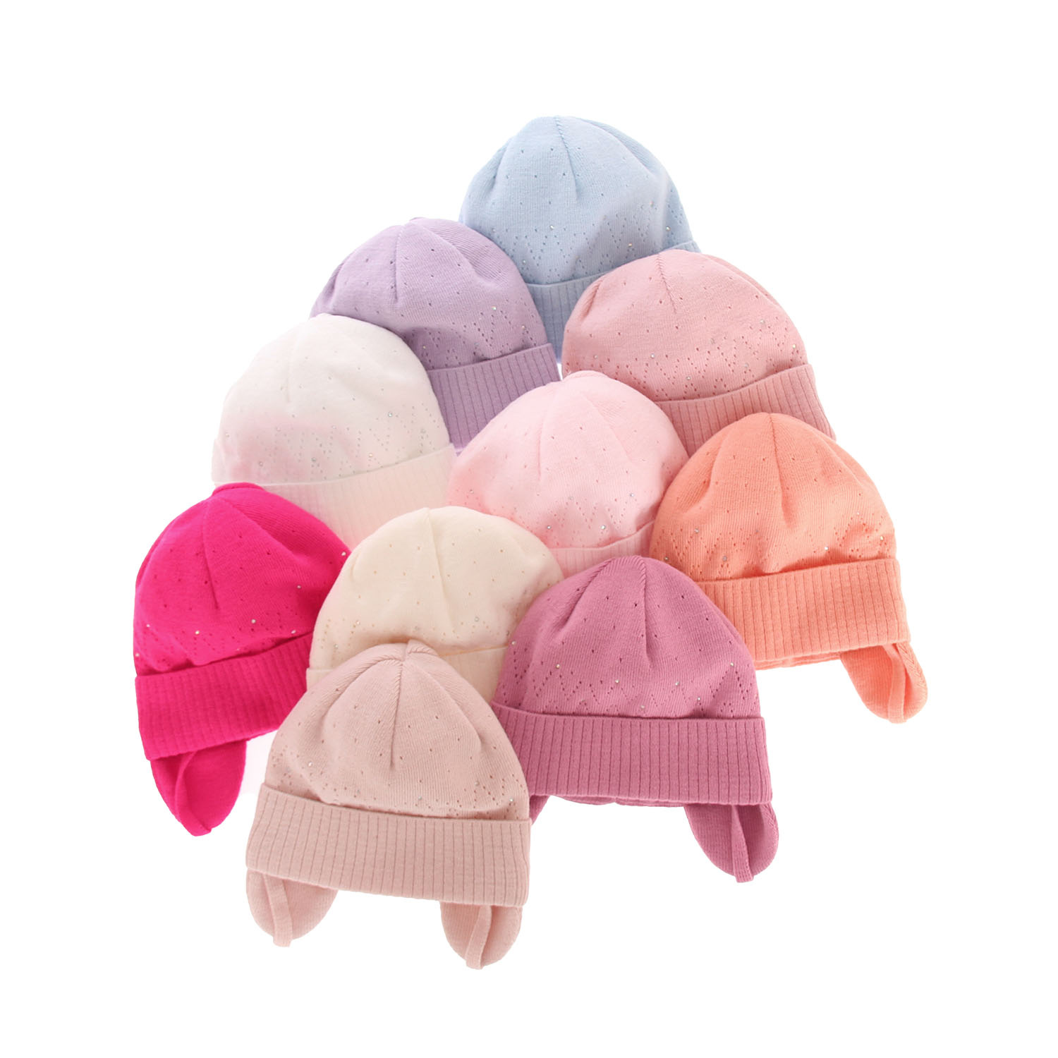 Czapka jesienna, wiosenna dla dziewczynki, różowa, wiązana Apka