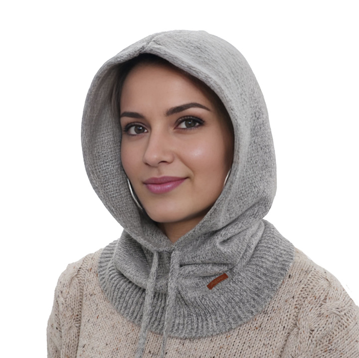 Kominiarka zimowa damska, jasnoszara, z wełną merino Elizabeth