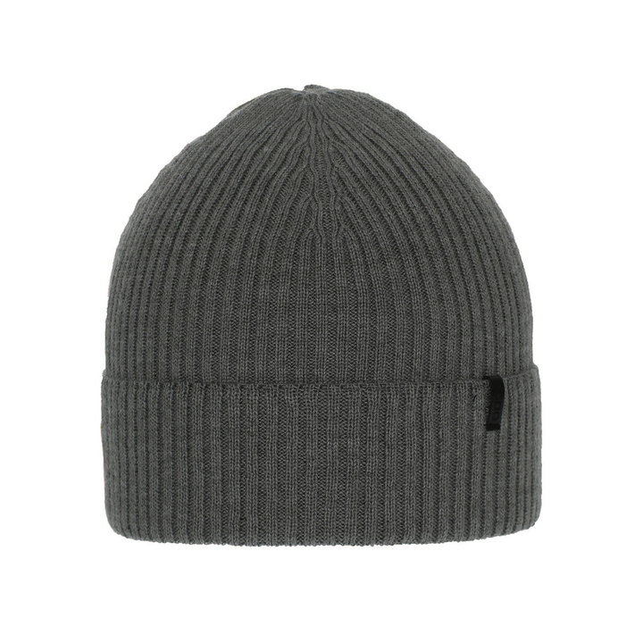 Czapka zimowa męska, szara, 100% wełniana merino, Thorin