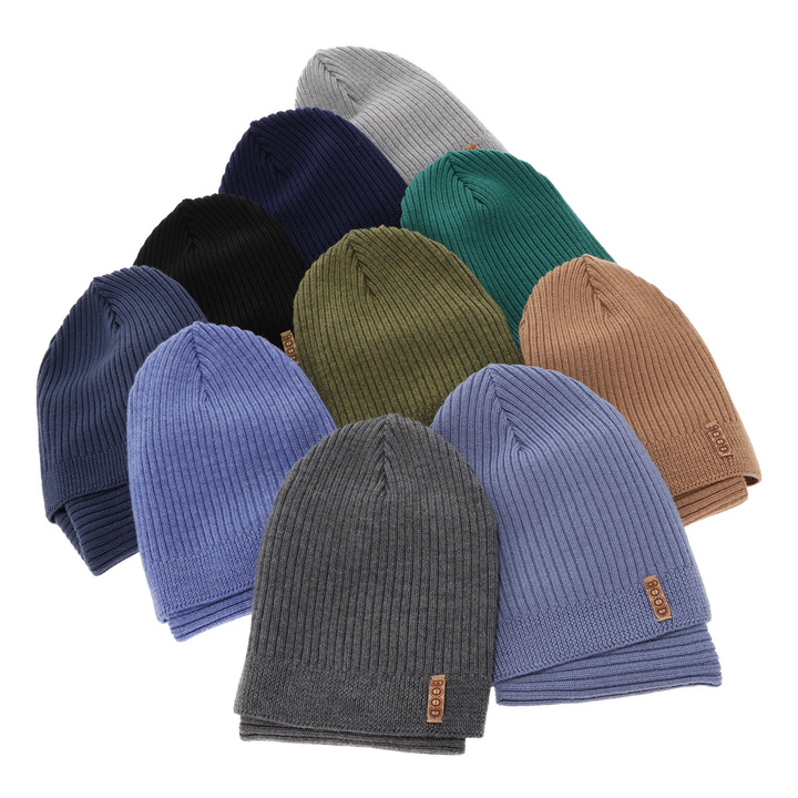 Czapka i komin dla chłopca jesienny, wiosenny komplet, czarny, 100% wełniany merino Chester