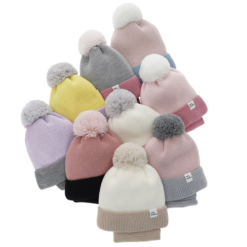 Czapka i komin dla dziewczynki zimowy komplet, fioletowy, z pomponem Rosalin