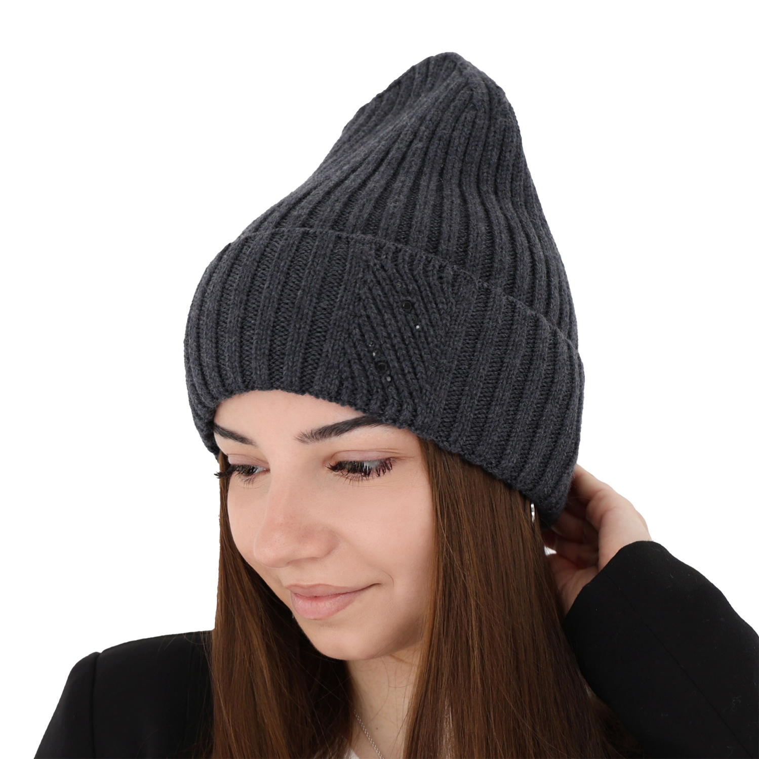 Czapka zimowa damska, różowa, 100% wełniana merino Ariga