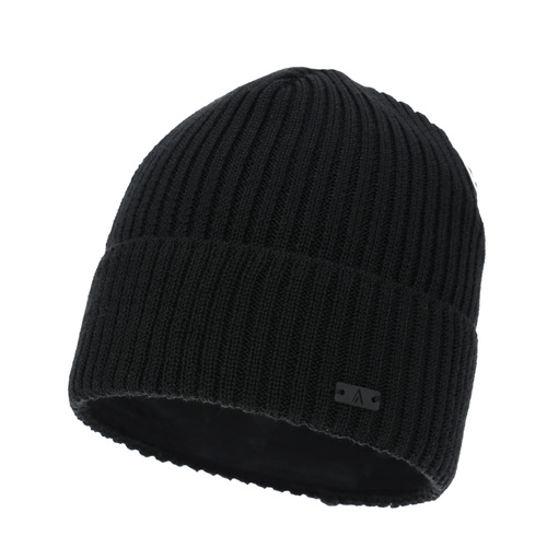 Czapka zimowa męska, czarna, z wełną merino, Jeffrey