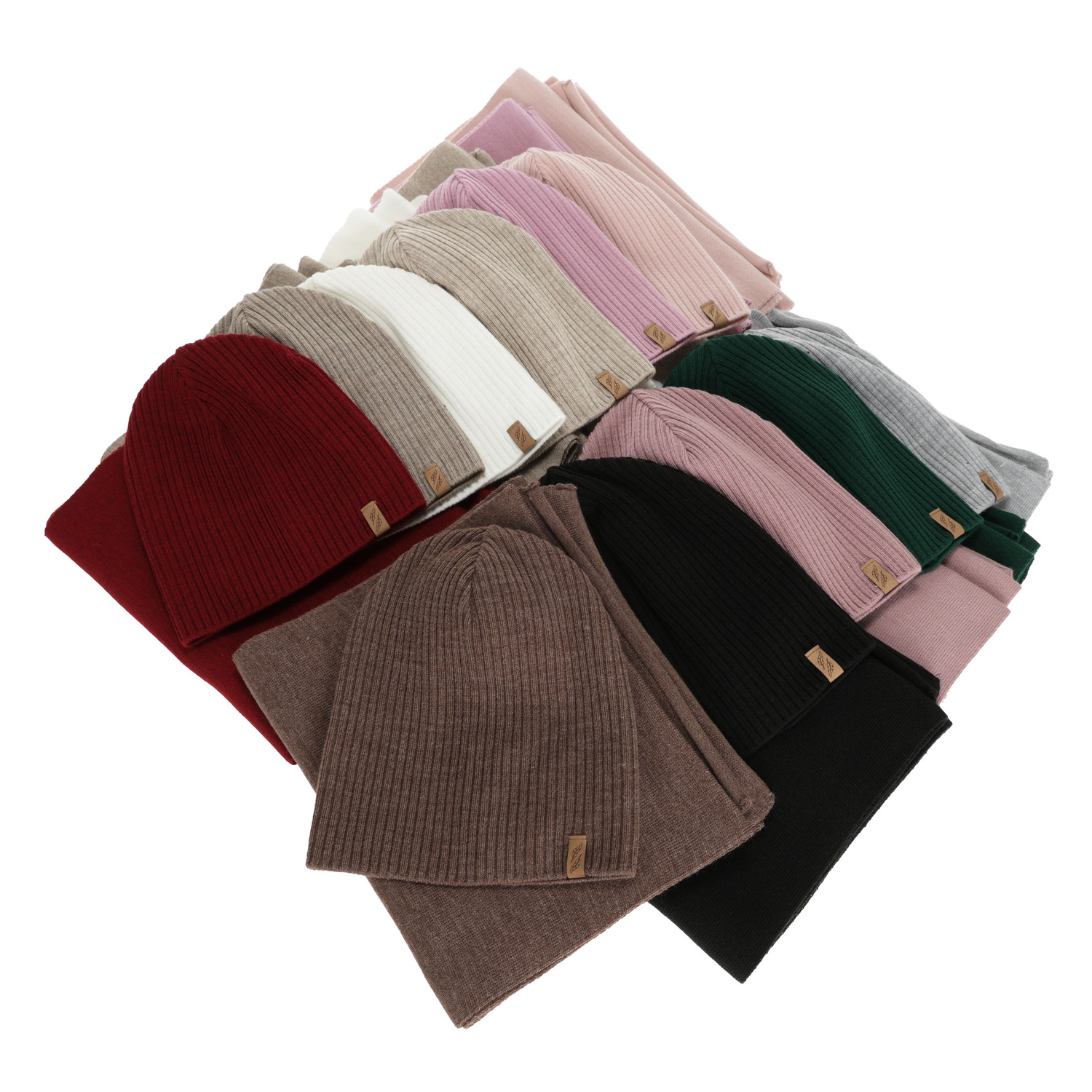 Czapka i szalik damski, zimowy komplet, bordowy, Fena