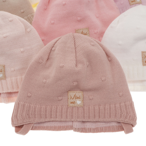 Czapka jesienna, wiosenna dla dziewczynki, kremowa, wiązana Celine