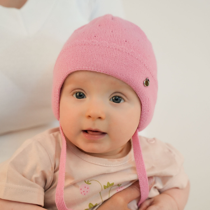 Czapka jesienna, wiosenna dla dziewczynki, beżowa, wiązana Walia
