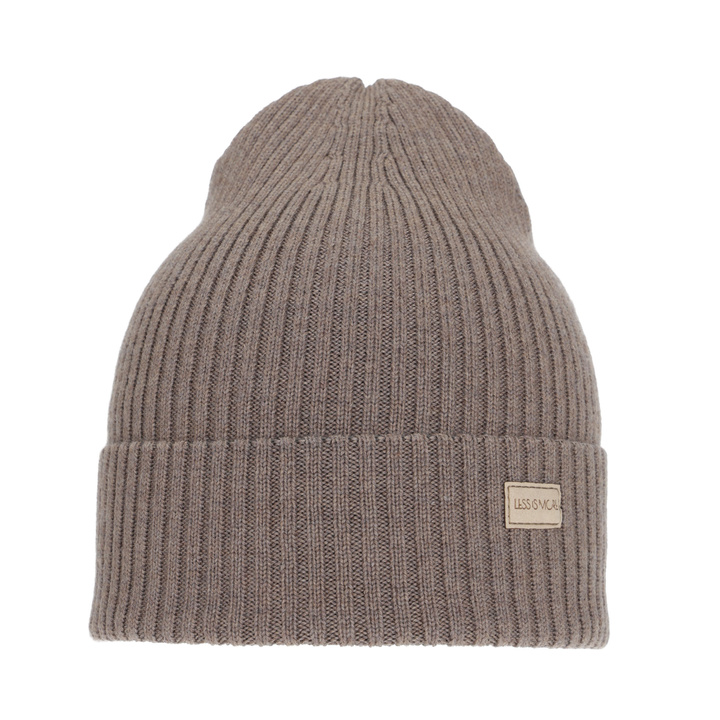 Czapka damska zimowa, ciemnobeżowa, 100% wełniana merino, Sophie