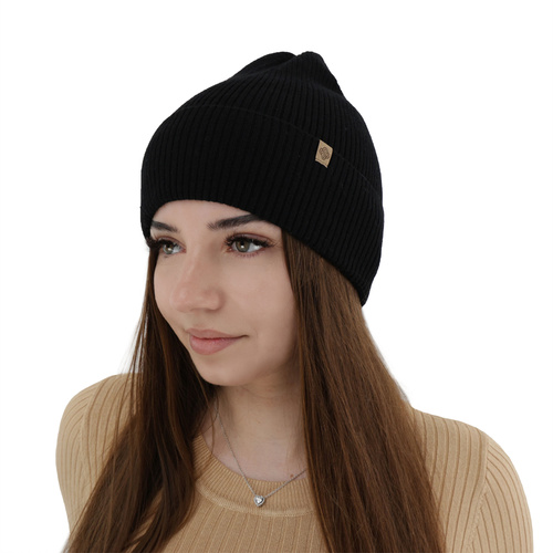 Czapka jesienna, zimowa damska, jasnoróżowa, wełna merino z kaszmirem, Alineta