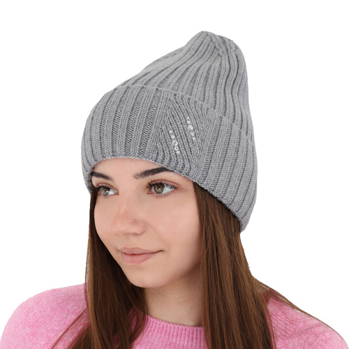 Czapka zimowa damska, brązowa, 100% wełniana merino Ariga