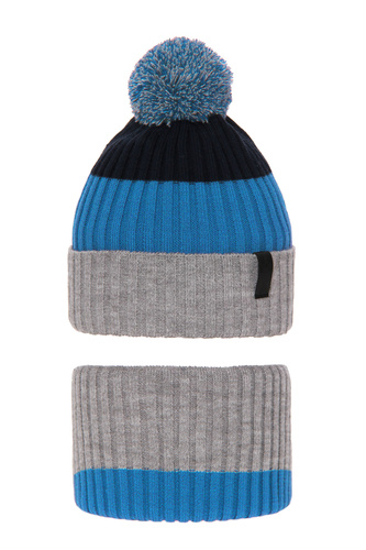 Czapka i komin dla chłopca zimowy komplet, szary, Karson