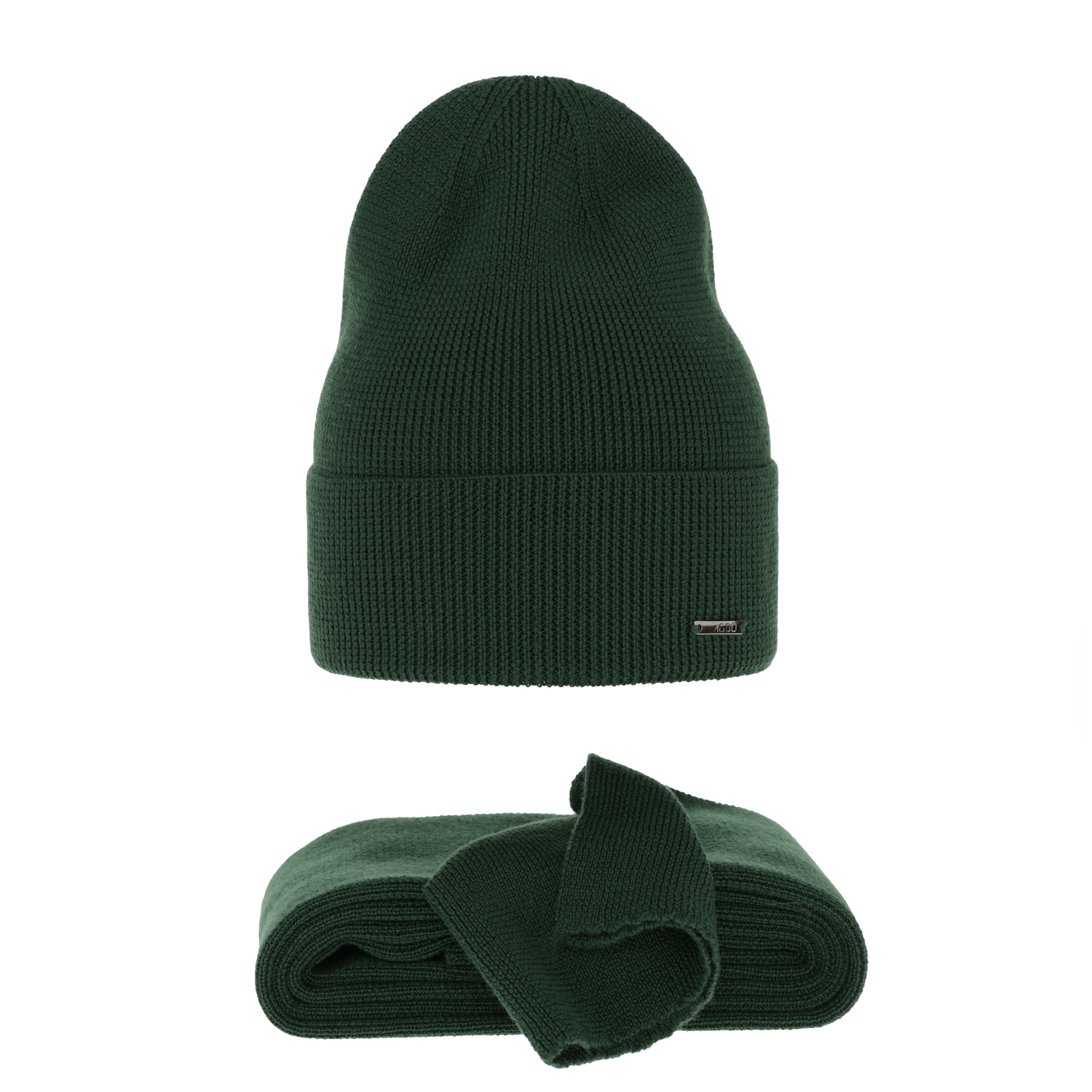 Czapka i szalik damski zimowy komplet, zielony, 100% wełniana merino Melpomena