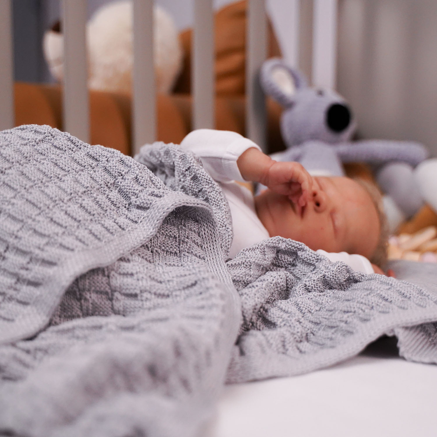 Kocyk bambusowy dla dziecka, niemowlaka, szary, delikatny Misio