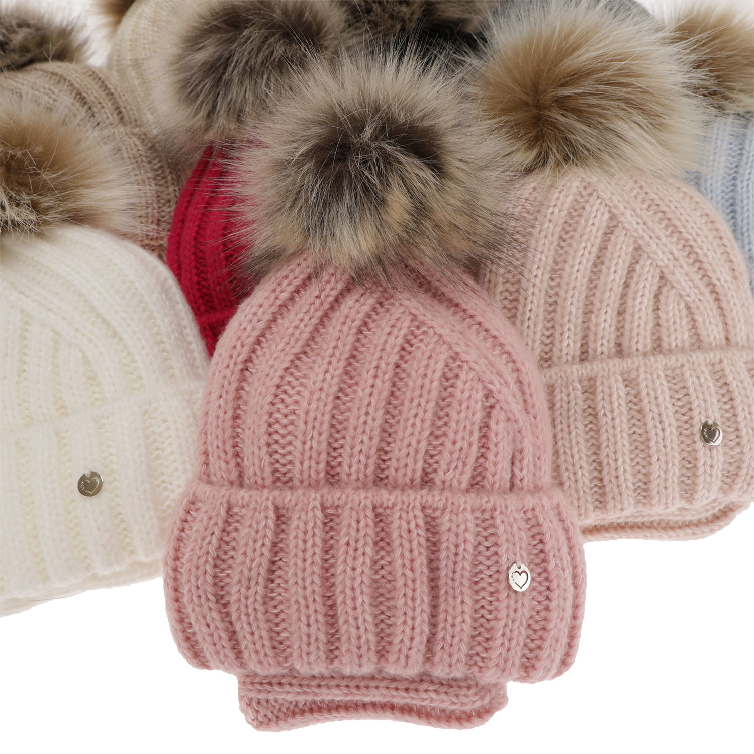 Czapka i komin dla dziewczynki zimowy komplet, różowy, z pomponem Polaris