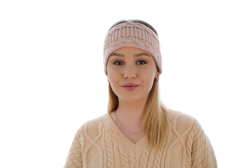 Opaska zimowa damska, beżowa, Bera