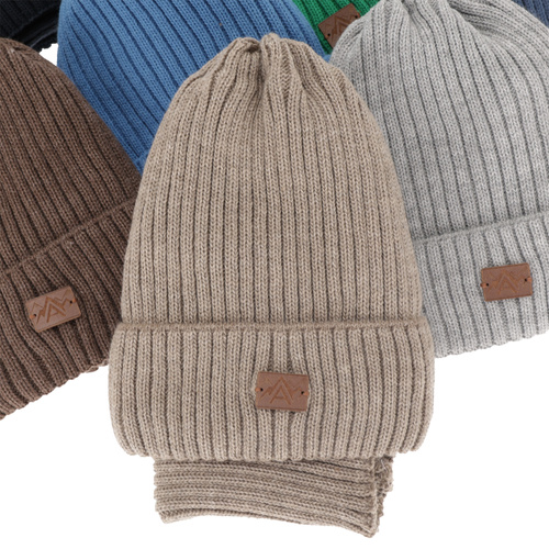 Czapka i komin dla chłopca zimowy komplet, khaki Fargo