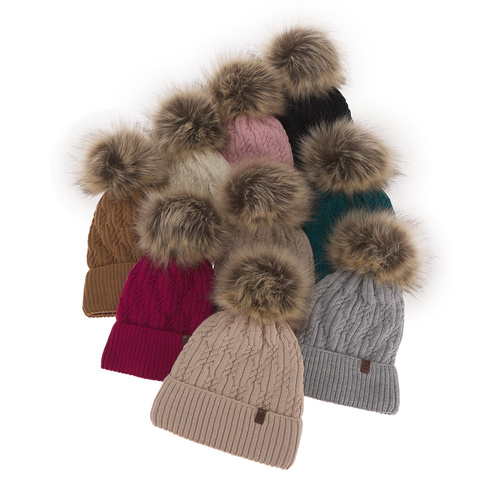 Czapka zimowa damska, kremowa, z wełną merino, Larida
