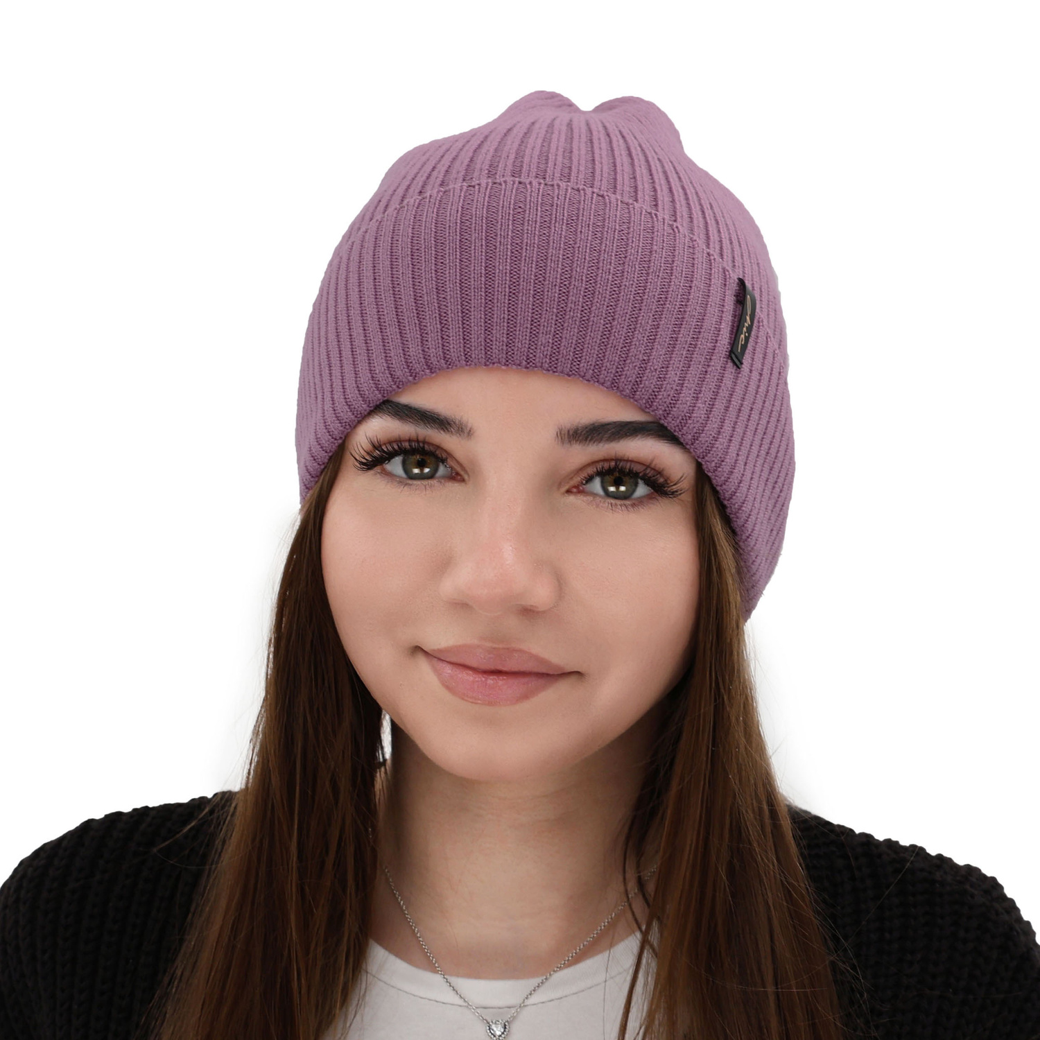 Czapka zimowa damska, wrzosowa, 100% wełniana merino, Megan