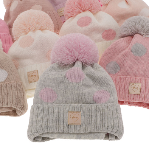 Czapka i szalik dla dziewczynki zimowy komplet, liliowy, wiązany Agostina