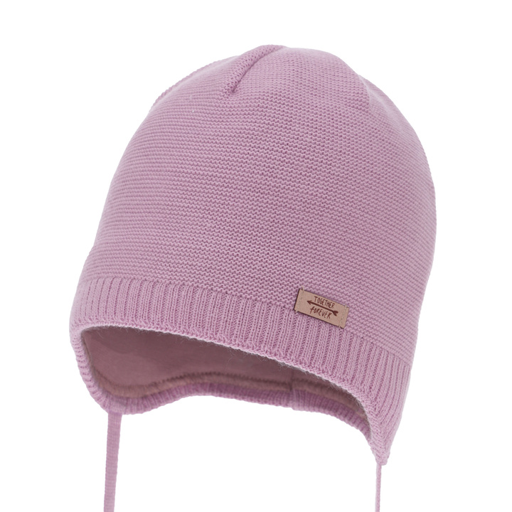 Czapka jesienna, wiosenna dla dziewczynki, wrzosowa, wiązana Svenja