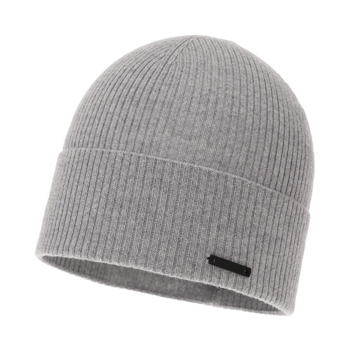 Czapka jesienna, wiosenna męska, jasnoszara, 100% wełniana merino Fleur