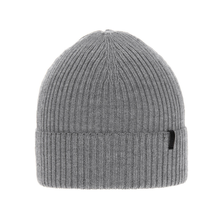Czapka zimowa męska, szara, 100% wełniana merino, Thorin