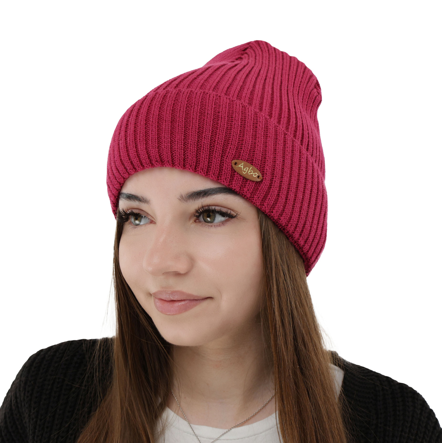 Czapka zimowa damska, jasnoróżowa, z wełną merino Shila