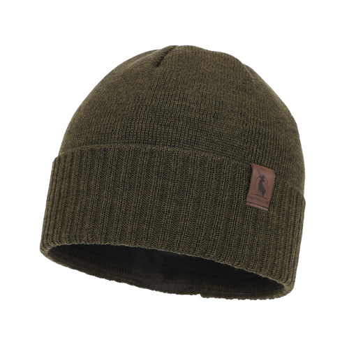 Czapka zimowa męska, khaki, myśliwska, z wełną merino Hogan