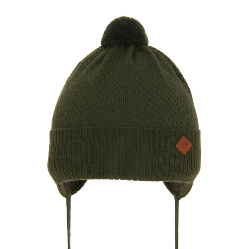 Czapka jesienna, wiosenna dla chłopca, khaki, wiązana Halmin