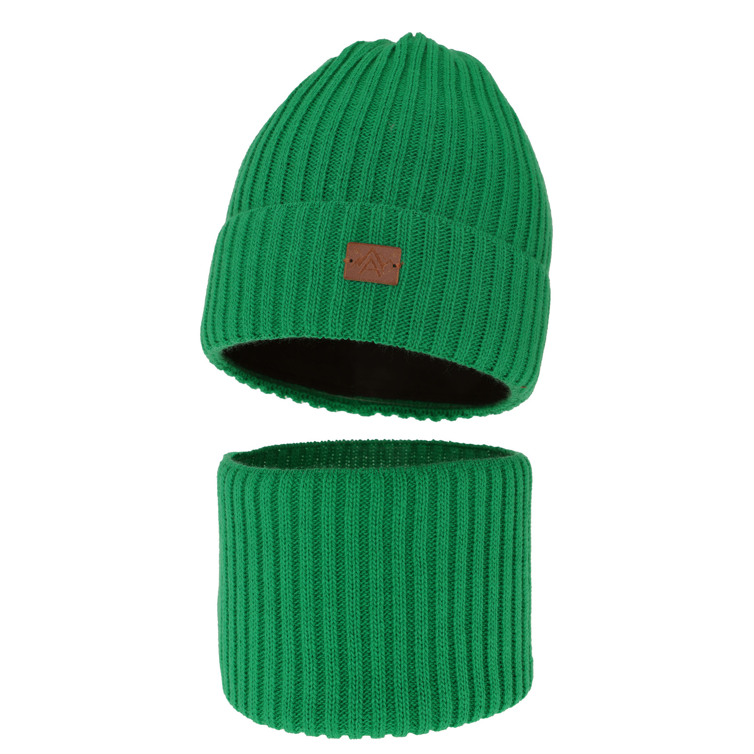 Czapka i komin dla chłopca zimowy komplet, zielony Fargo