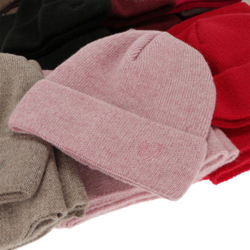 Czapka i szalik damski, zimowy komplet, amarantowy, Rava